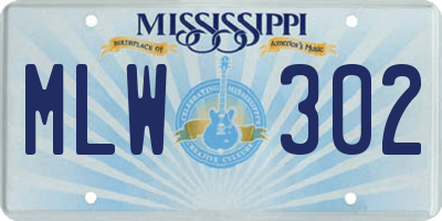 MS license plate MLW302