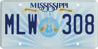 MS license plate MLW308