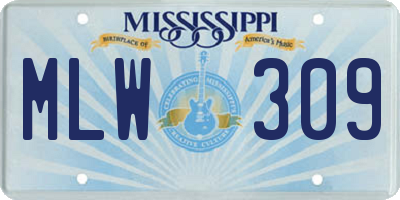 MS license plate MLW309