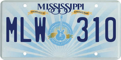 MS license plate MLW310