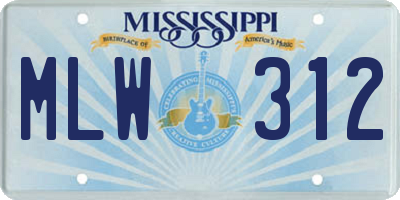 MS license plate MLW312