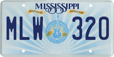 MS license plate MLW320