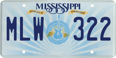 MS license plate MLW322