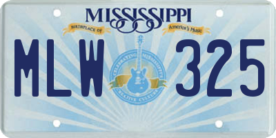 MS license plate MLW325