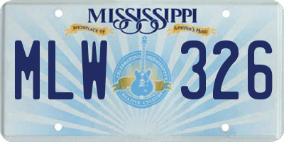 MS license plate MLW326