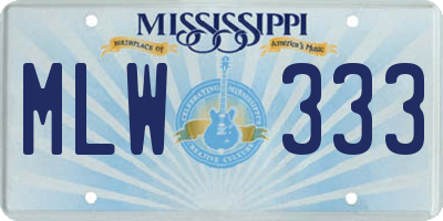 MS license plate MLW333