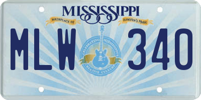 MS license plate MLW340