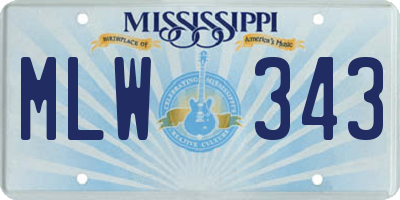 MS license plate MLW343