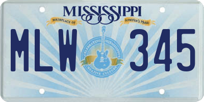 MS license plate MLW345