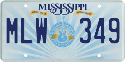 MS license plate MLW349