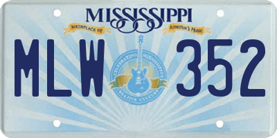MS license plate MLW352
