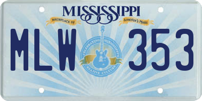 MS license plate MLW353