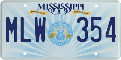 MS license plate MLW354