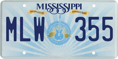 MS license plate MLW355