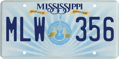 MS license plate MLW356
