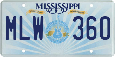 MS license plate MLW360