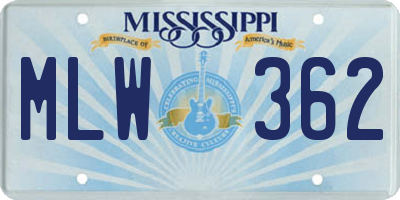 MS license plate MLW362