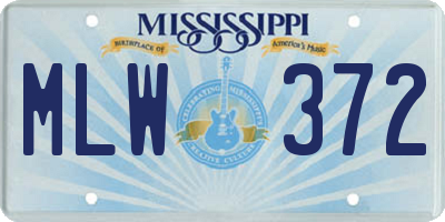 MS license plate MLW372