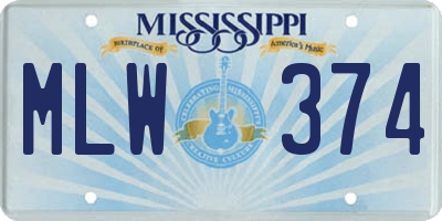 MS license plate MLW374