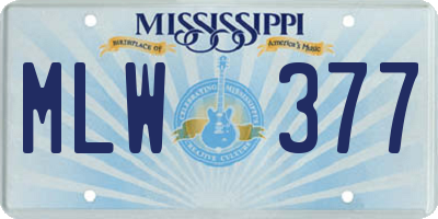 MS license plate MLW377