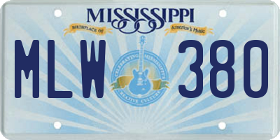 MS license plate MLW380