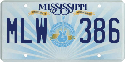 MS license plate MLW386
