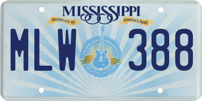 MS license plate MLW388