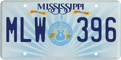 MS license plate MLW396