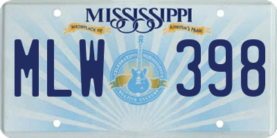 MS license plate MLW398