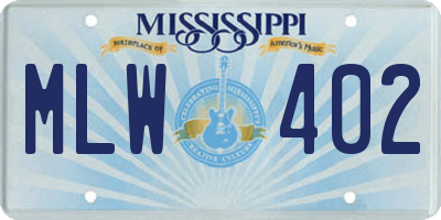 MS license plate MLW402