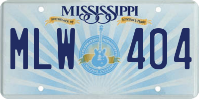 MS license plate MLW404