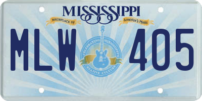 MS license plate MLW405
