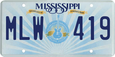 MS license plate MLW419