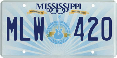 MS license plate MLW420