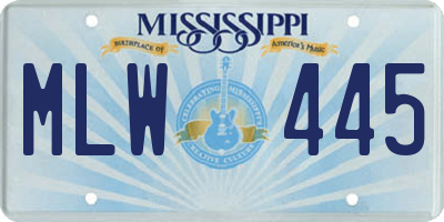 MS license plate MLW445