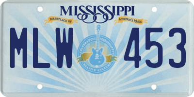 MS license plate MLW453
