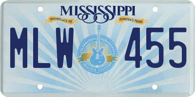 MS license plate MLW455