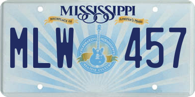 MS license plate MLW457