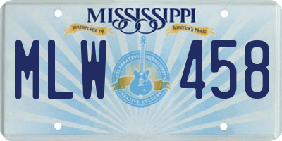 MS license plate MLW458
