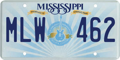 MS license plate MLW462