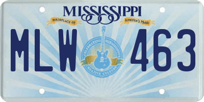 MS license plate MLW463