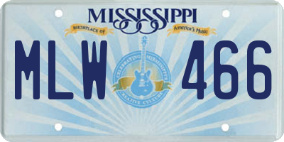 MS license plate MLW466