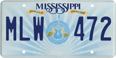 MS license plate MLW472