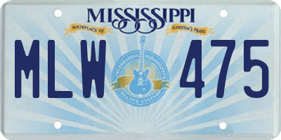 MS license plate MLW475