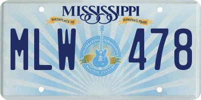 MS license plate MLW478