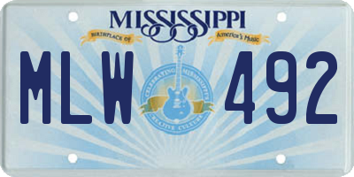 MS license plate MLW492