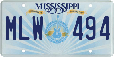 MS license plate MLW494