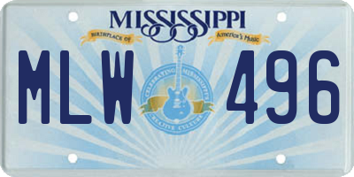 MS license plate MLW496