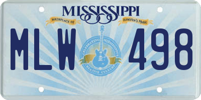 MS license plate MLW498