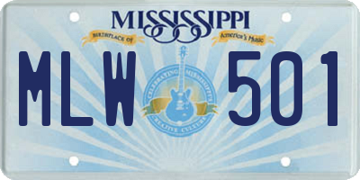 MS license plate MLW501
